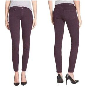 New PAIGE Womens Size 31 Burgundy Coated Verdugo Ankle Jeans Pants Mid Rise NWT
